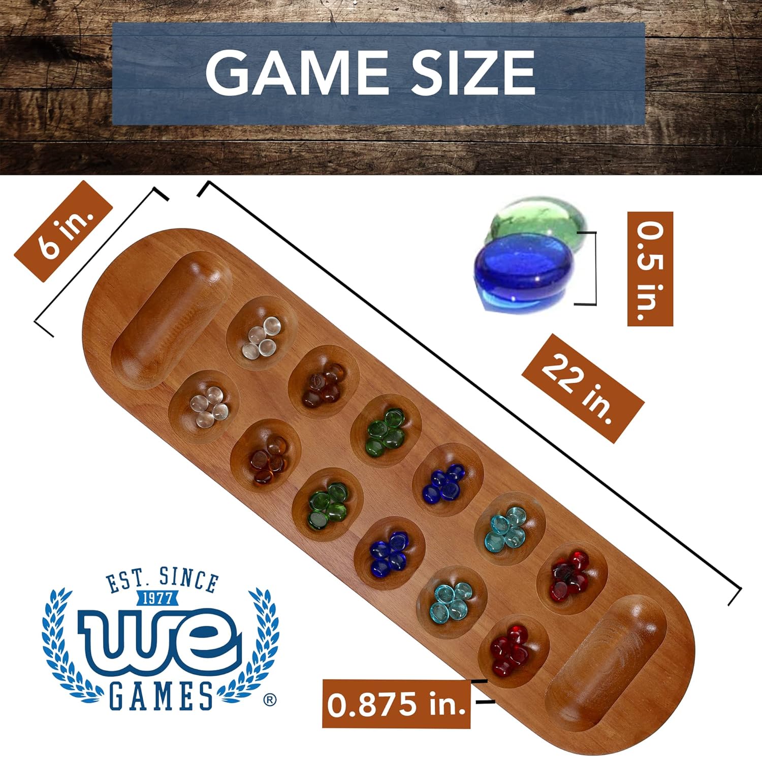 Coffee Table African Stone Game - Solid Wood with Walnut Stain