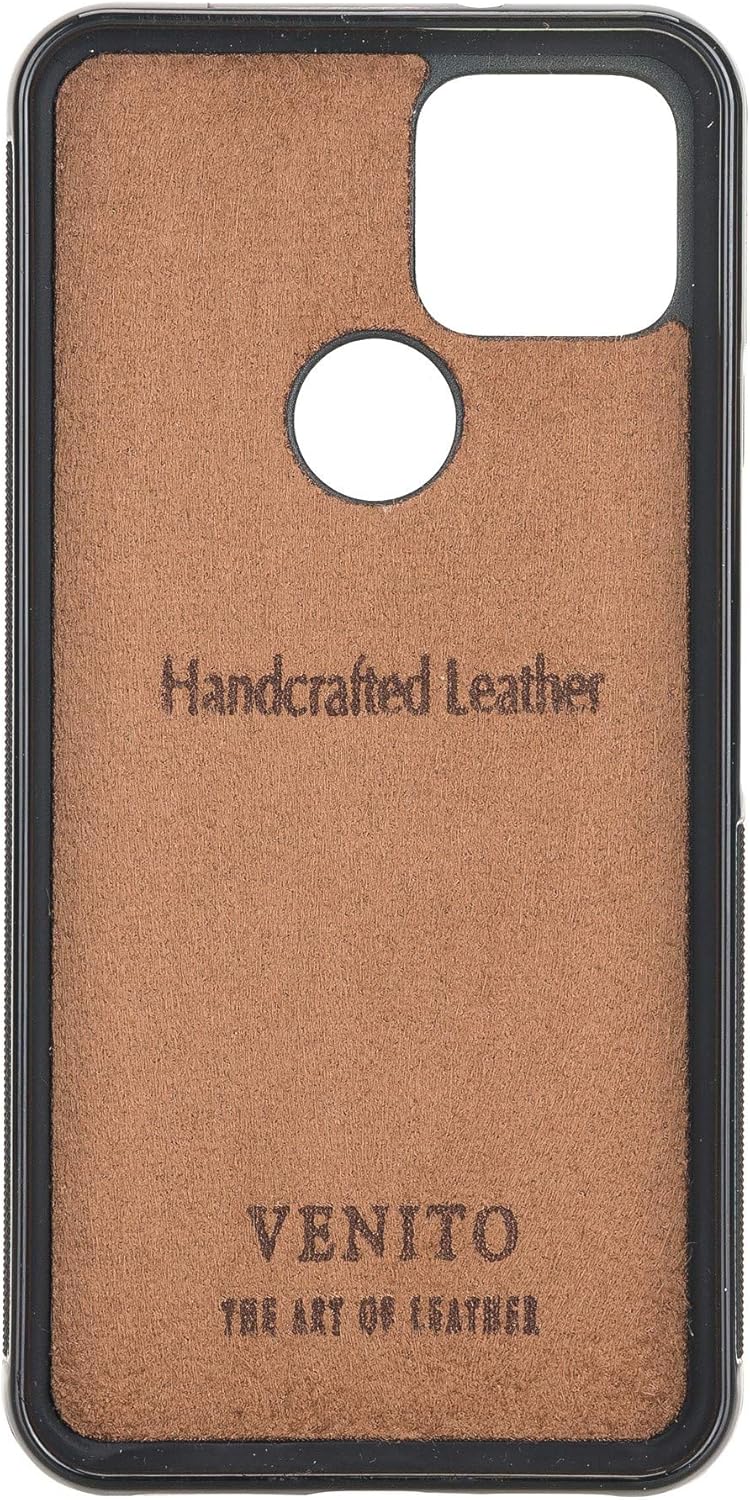 Venito Lucca Leather Case Compatible with Google Pixel 5 (6,0 inch) – Extra Secure with Padded Back Cover (Antique Brown)