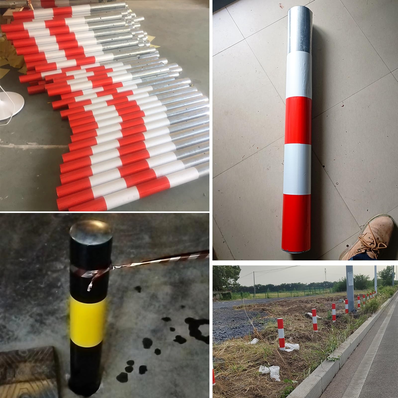 Bornes de sécurité robustes en acier - Lot de 8, 120 cm (47,2 pouces) - Protection durable pour trottoirs, devantures de magasins et entrepôts - Solutions de barrières de sécurité renforcées