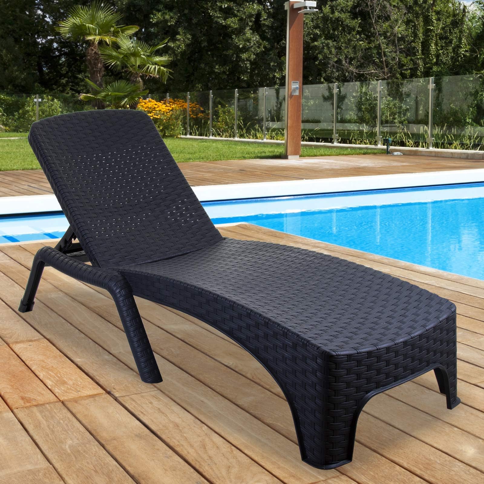 marko Roma Sun Lounger Outdoor Garden Patio Relaxer Grey Rattan Reclining Bed Furniture