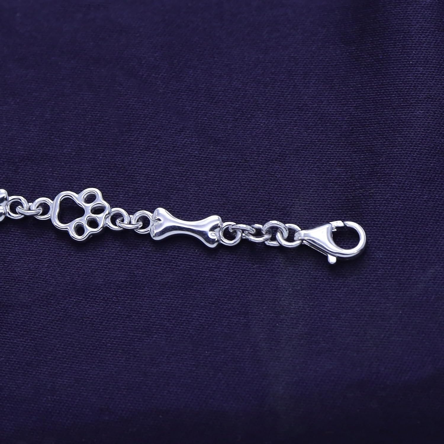 Charm Dog Paw And Bone Bracelet for Men & Womens in 14k Gold Over Sterling Silver Bangle Bracelet