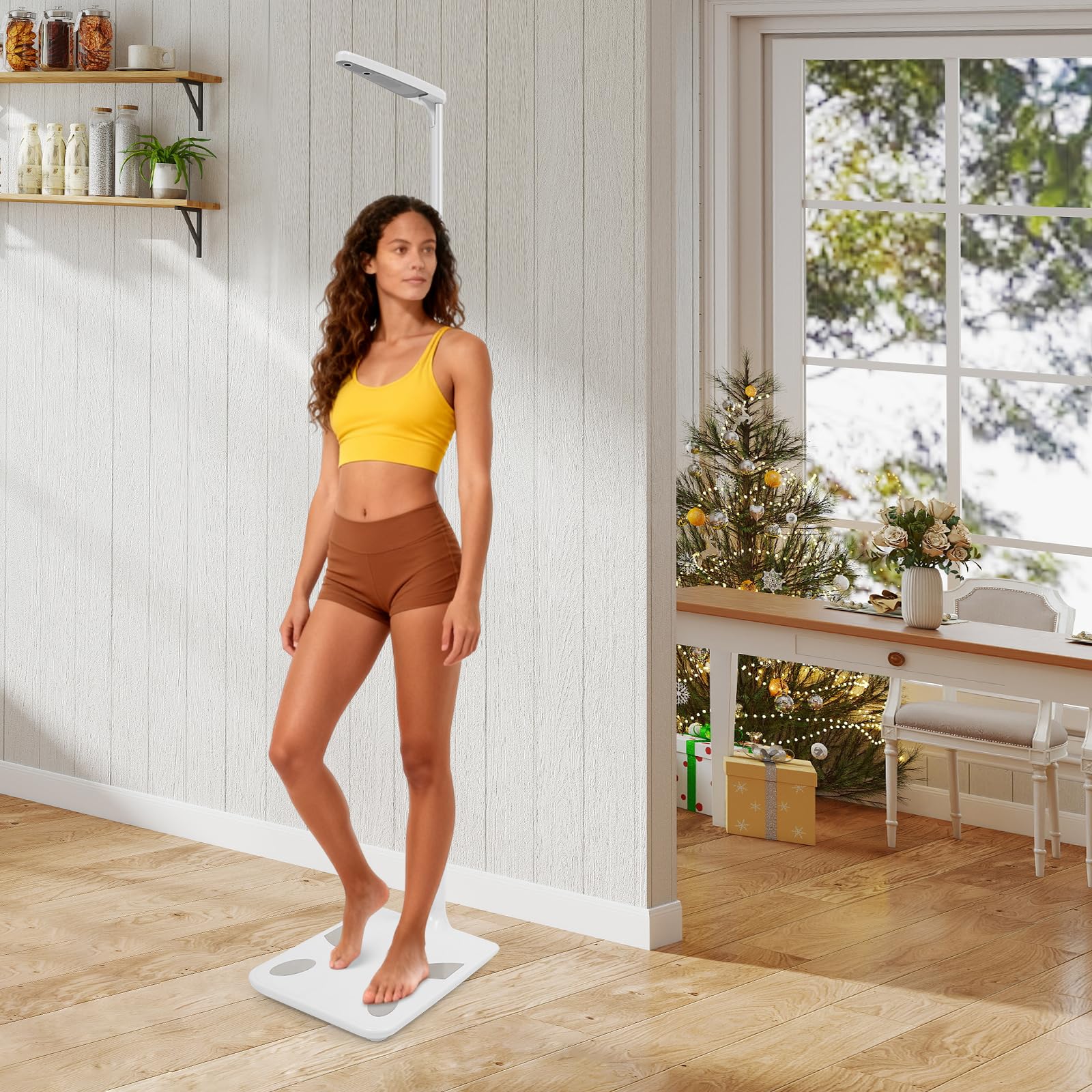 Professionelle Digitale Höhe- und Körperfettwaage, Ultraschall-Körperfettanalysator Gewichtskapazität, Multifunktionale Körperwaage für Zuhause, Fitnessstudio, Schul-und Klinikgebrauch, bis 200Kg