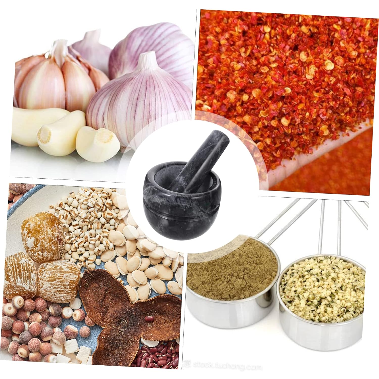 Marble Garlic Press Masher Stick Garlic Press Alternative Squeezer Mortar and Pestle