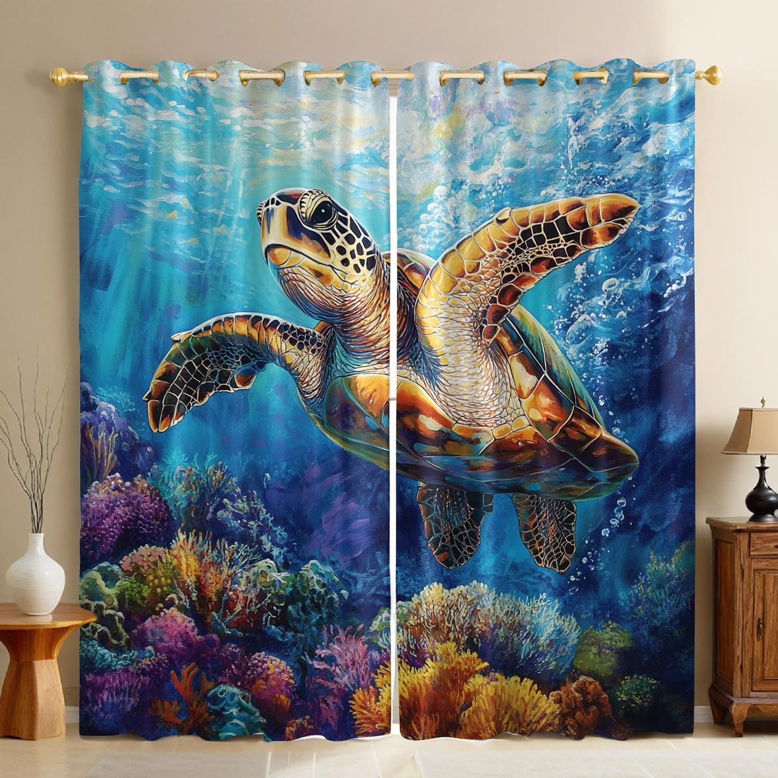 Rideaux thermiques et occultants tortues marines pour créer un cocon de douceur dans la chambre