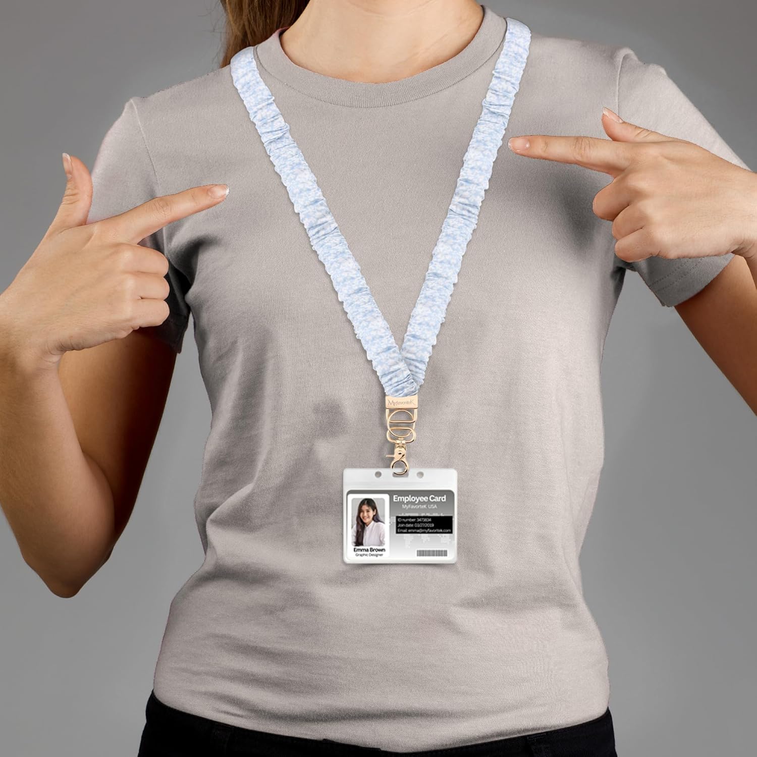 Stylish Scrunchie Lanyard for ID Badges Cute Neck Stretchy Lanyard for Keys Retractable Keychain Holder - Image 5