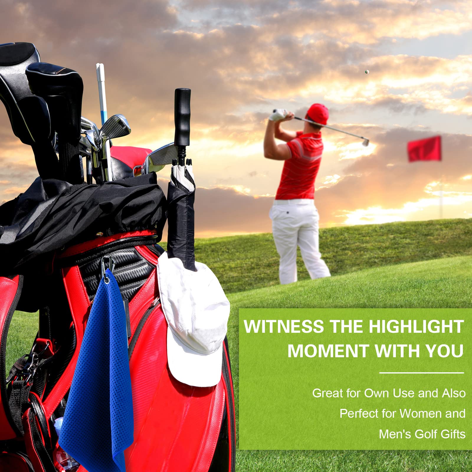 Golf-Handtuch mit Waffelmuster, Mikrofaser, Golf-Handtuch mit Haken, Clips, Reinigung, Golf-Zubehör für Männer und Frauen, praktisches Golf-Gadgets, Sport, Angeln, Küche, 5 Farben (20 Stück)