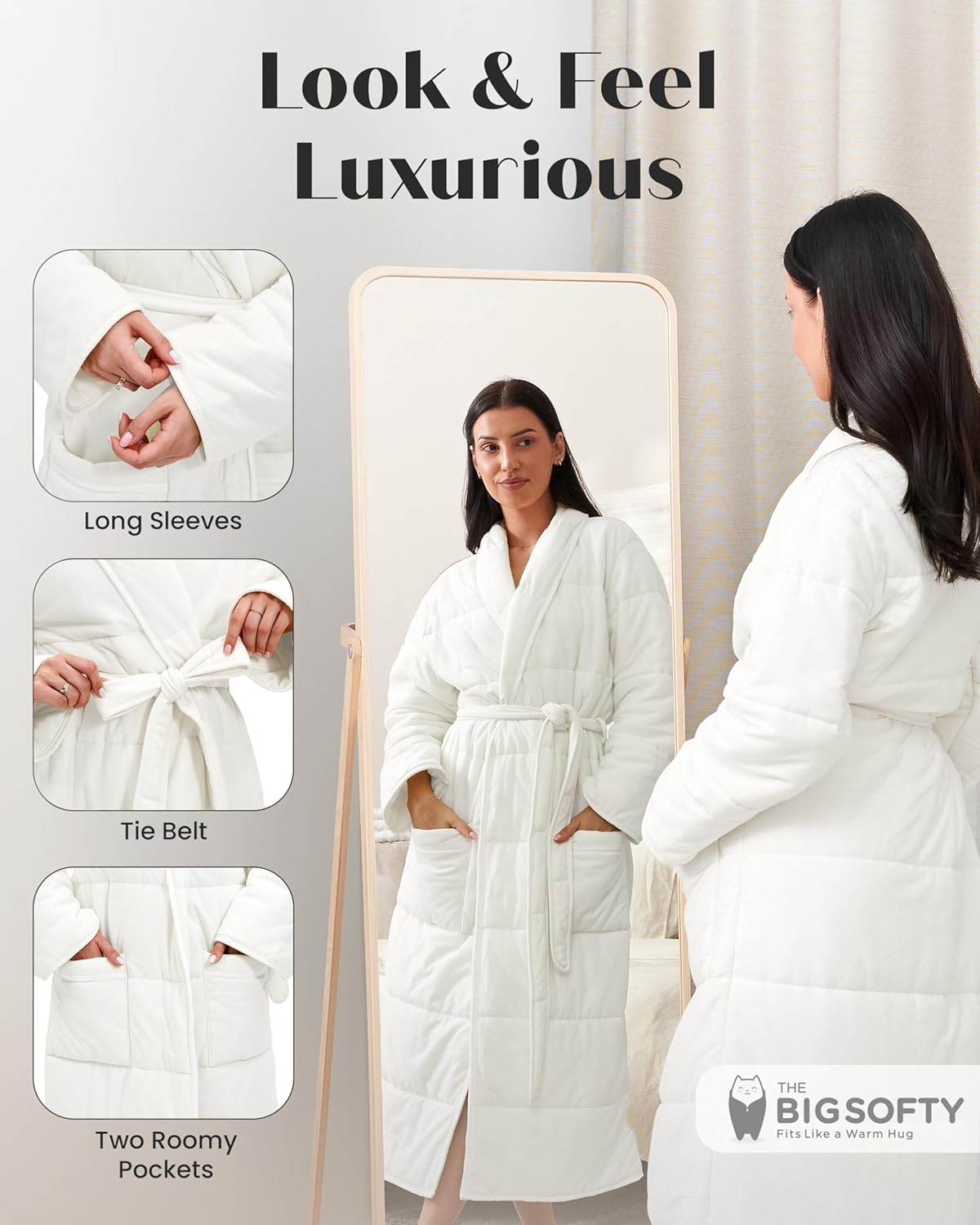 The Big Softy Quilted Luxury Robe For Women - Padded Hotel Spa Duvet Bathrobe - Jersey Cotton Long Length Weighted Bath Robe