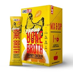 LonoLife Chicken Bone Broth Powder Mix 10g Protein Collagen-Rich Keto Paleo Friendly Natural Ingredients 10 Portable Stick Pack