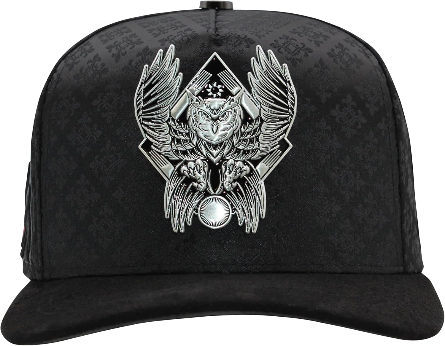 Ferreti Hats FT167 Premium Owl Hat for Men & Women – Black Snapback Baseball Cap with Blue Crystal Owl Emblem – Adjustable Streetwear Hat, Gorra Negra de Beisbol para Hombre y Mujer