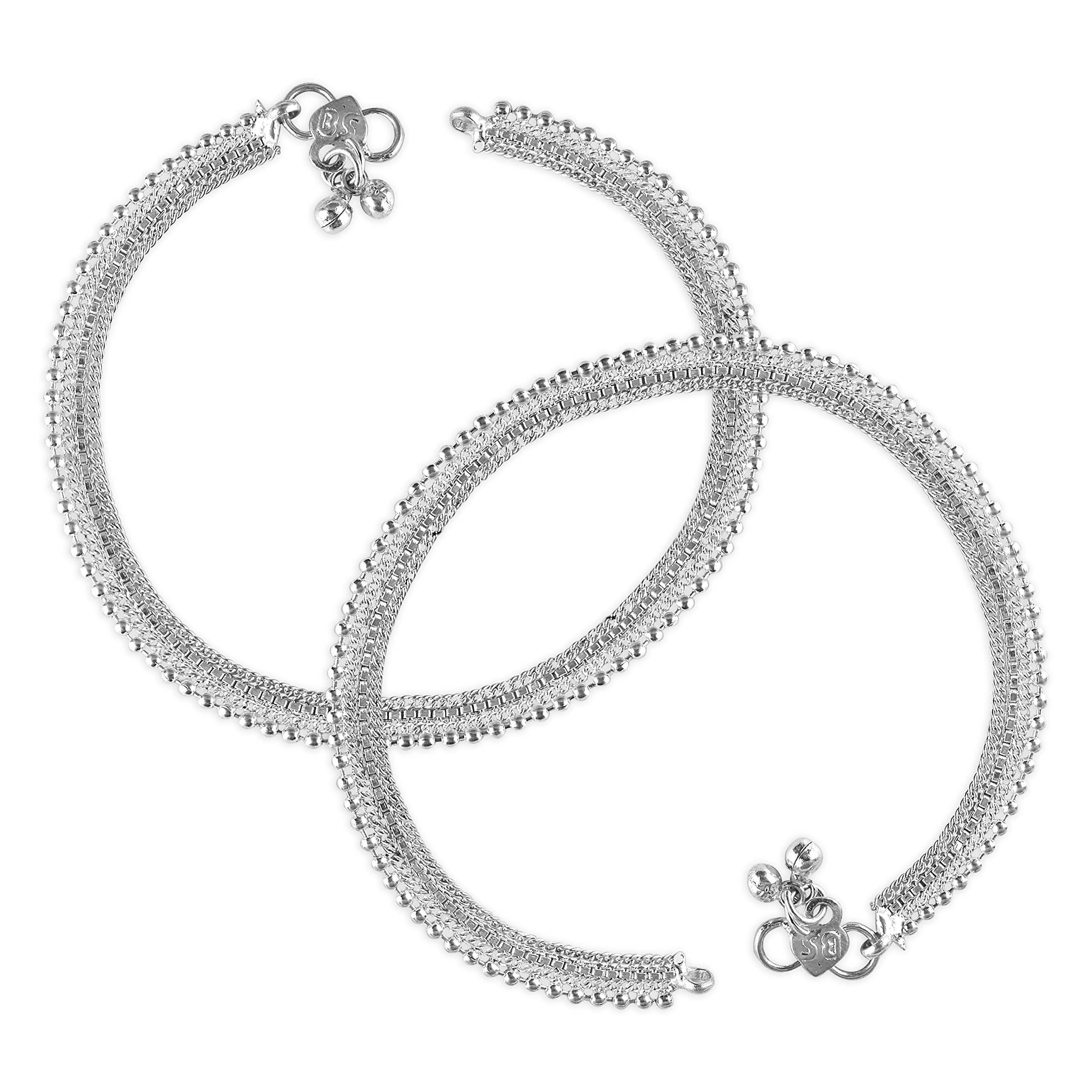 vfj vighnaharta fashion jewellery Vighnaharta Traditional White Metal Anklets Payal Pair for Women Girls [VFJ1001PYL]-picture-23