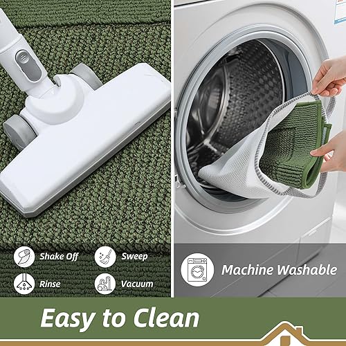 Miniatura 7 de BEQHAUSE Tapete para puerta interior de 20 x 32 pulgadas, tapete antideslizante para entrada, lavable, resistente a la suciedad, tapete de