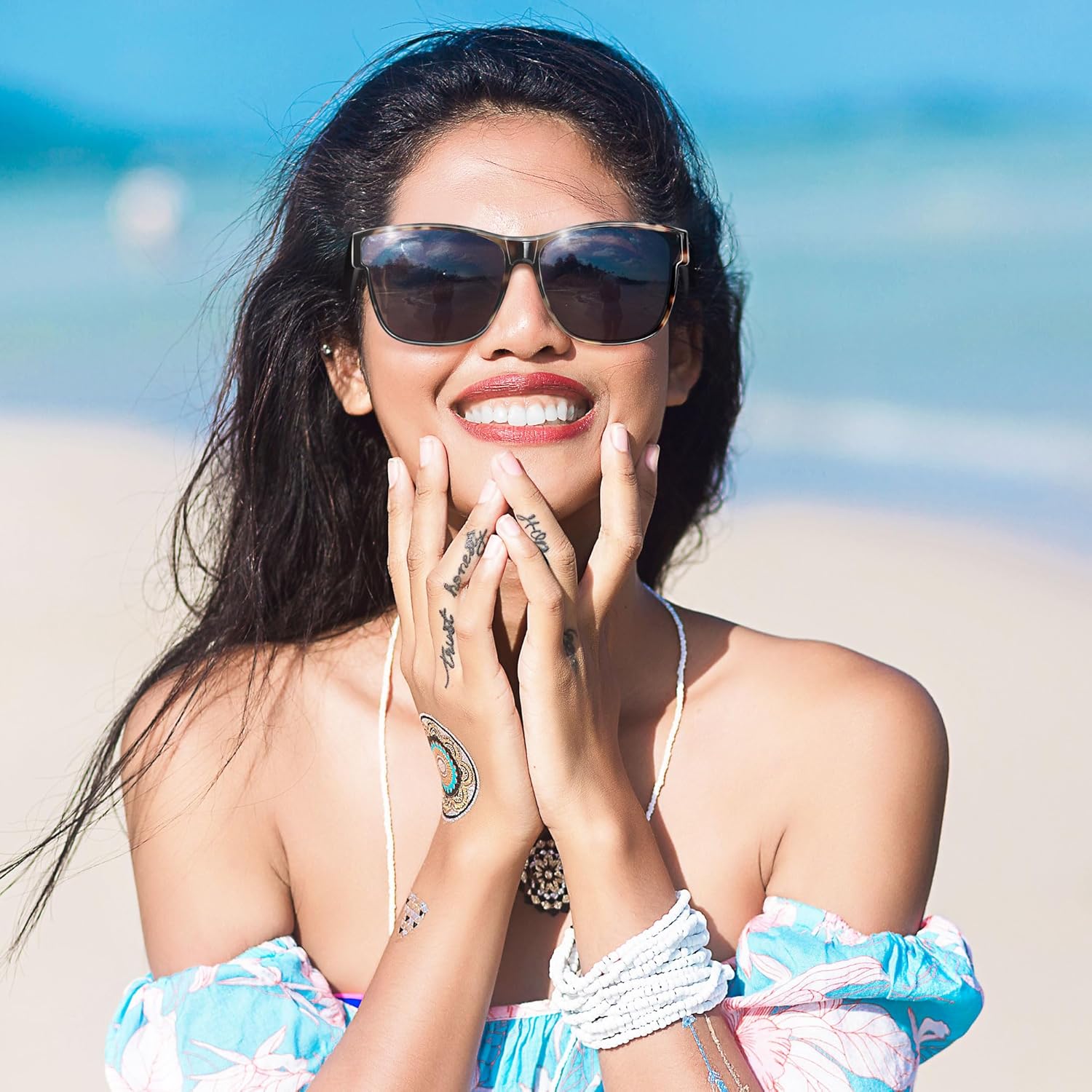 URUMQI Polarized Sunglasses Fit Over Glasses for Men Women, Oversized Square Shades UV400 Protection - Image 2