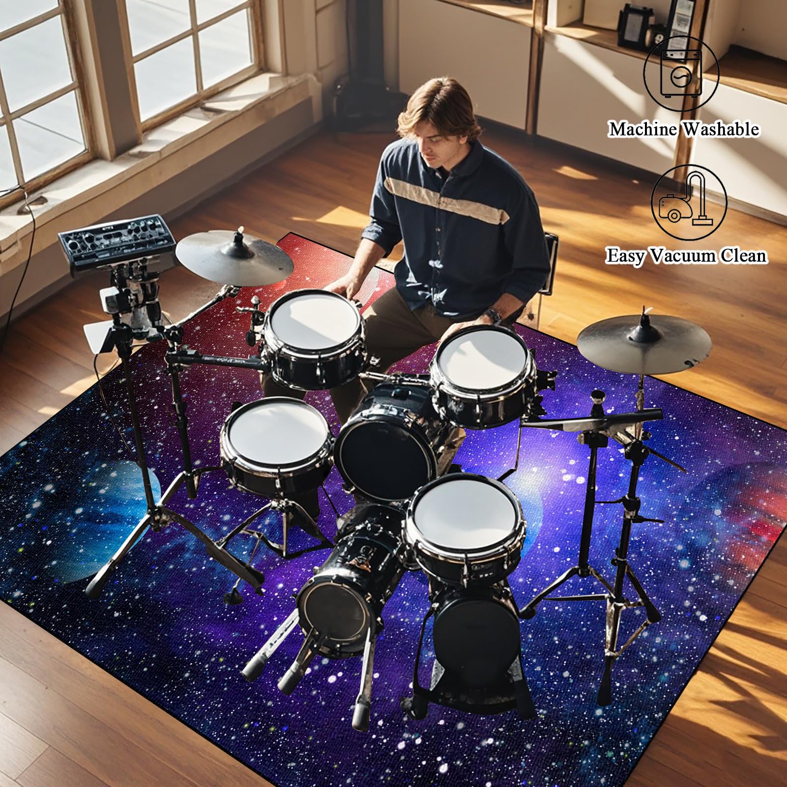 Alfombras Acusticas Alfombra para Bateria Electronica 160 x 150 cm Alfombrillas Insonorizada Antideslizantes para Baterías electrónicas Caja Bombo Baterías acústico Tambor Instrumentos Musicales