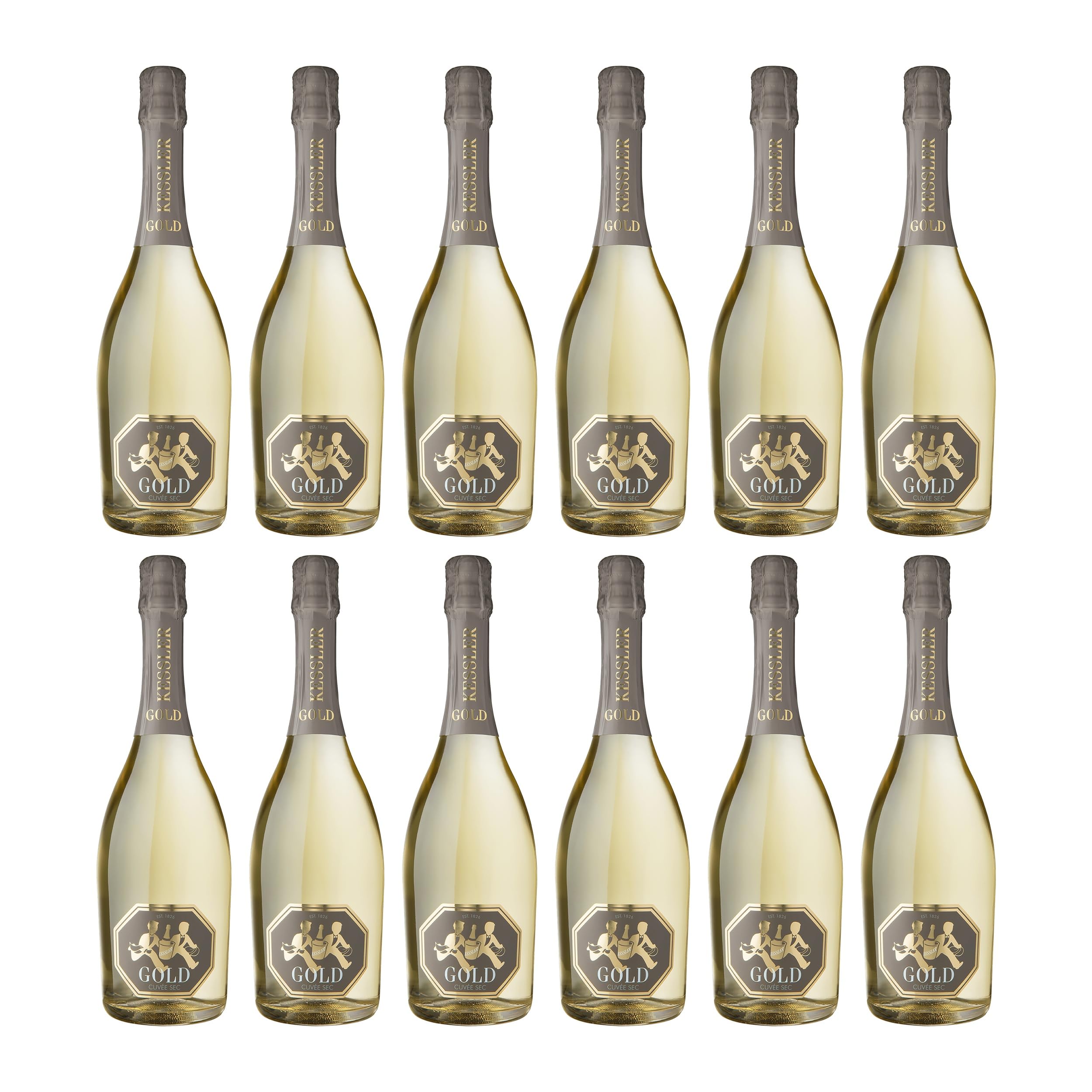 Kessler Sekt Gold Cuvée Sec Schaumwein Weiss trocken Deutschland inkl. FeinWert E-Book (12 x 0.75 l)