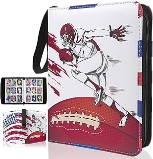 Football Card Binder 900 Pockets with Sleeves, Card Binder 9 Pockets, Collectible Football Card Albums, Trading Card Binder for Sports Cards, Portable Card Binder with 50 Removable Sleeves