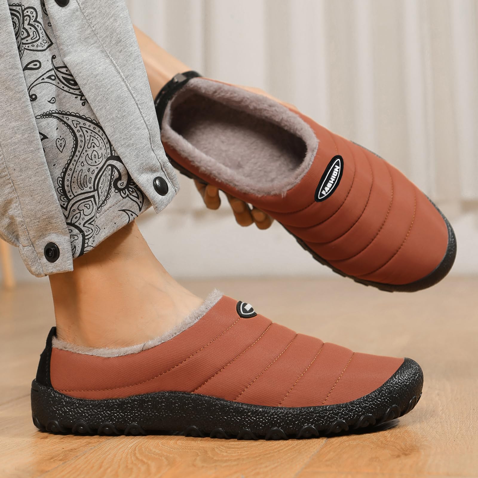 Rojeam Invierno Zapatillas de Casa para Hombre Mujer Pantuflas Antideslizantes Cálidas y Cómodas Zapatillas de Estar por Casa