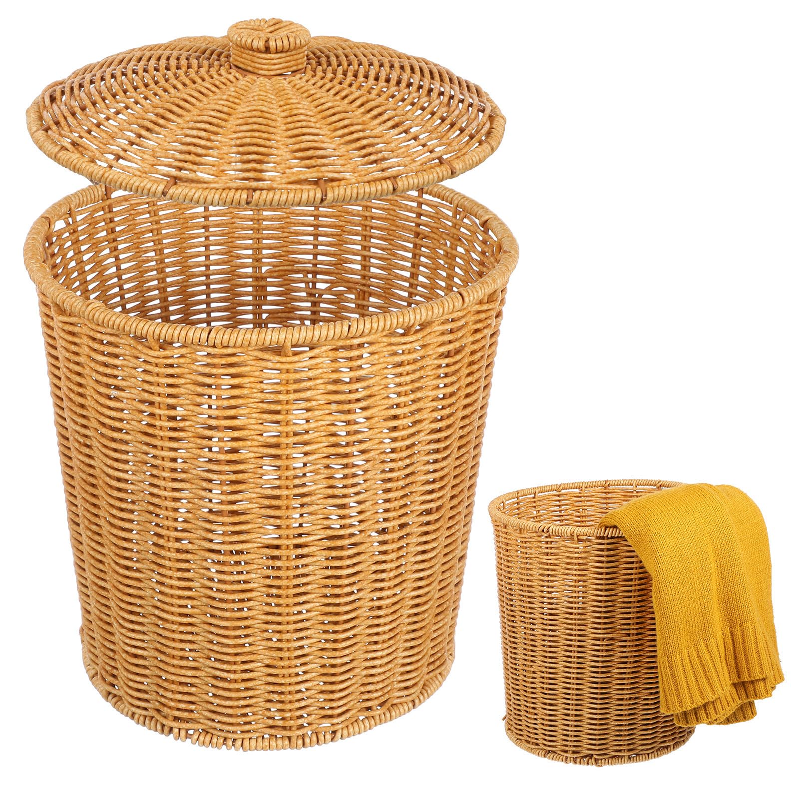 Panier à linge tressé grand format en polypropylène avec couvercle