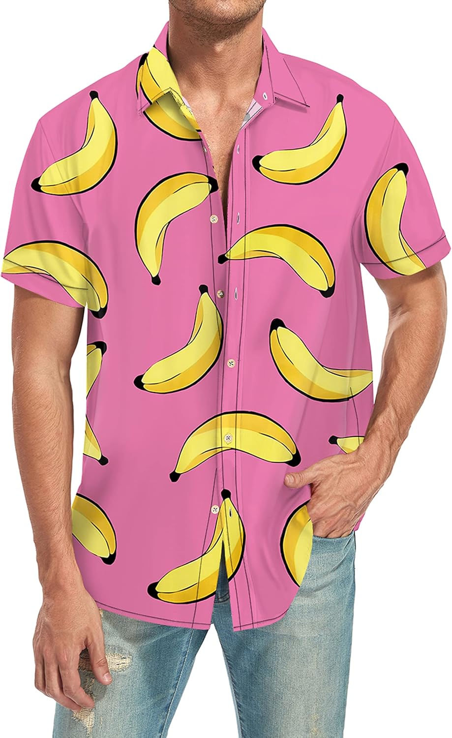 Ecosunny Hawaiian Shirts for Men Short Sleeve Printed Bowling Casual Button Down Collar Beach Shirt - Image 2