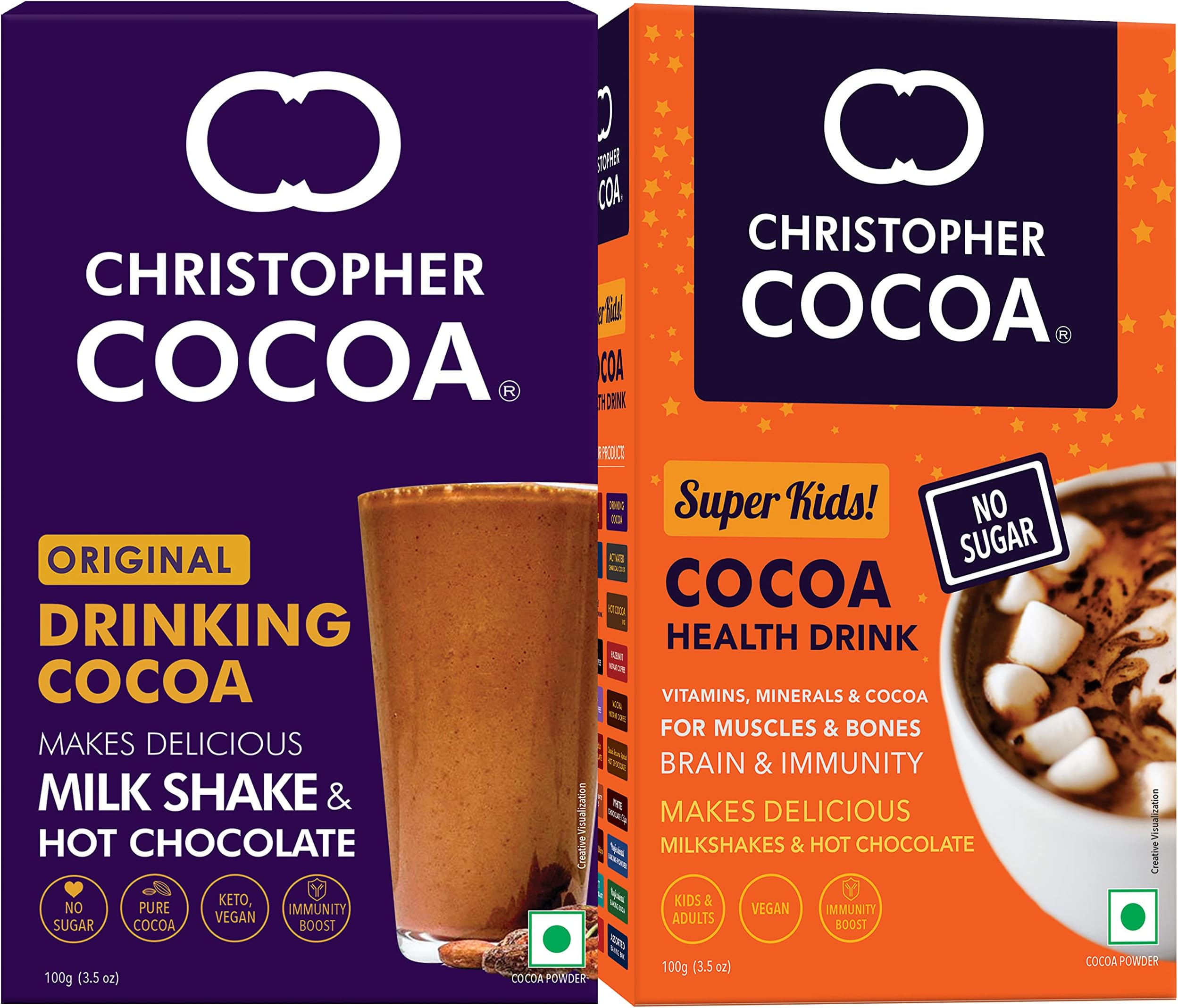 Christopher Cocoa Powder, Drinking Chocolate Cocoa, 100g, Super Kids Cocoa Powder Health and Nutrition Drink, No Sugar Vegan, 100g (For Kids and Adults)