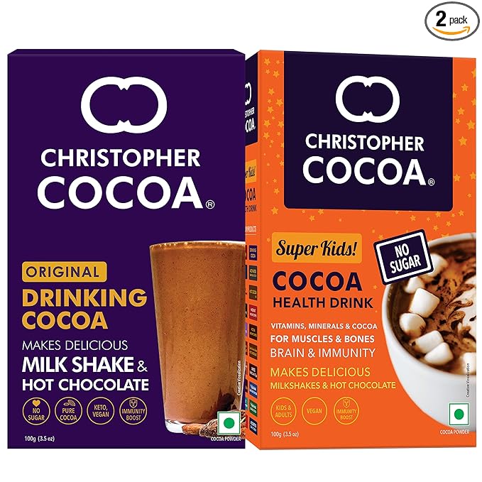 Christopher Cocoa Powder, Drinking Chocolate Cocoa, 100g, Super Kids Cocoa Powder Health and Nutrition Drink, No Sugar Vegan, 100g (For Kids and Adults) at Rs. 149