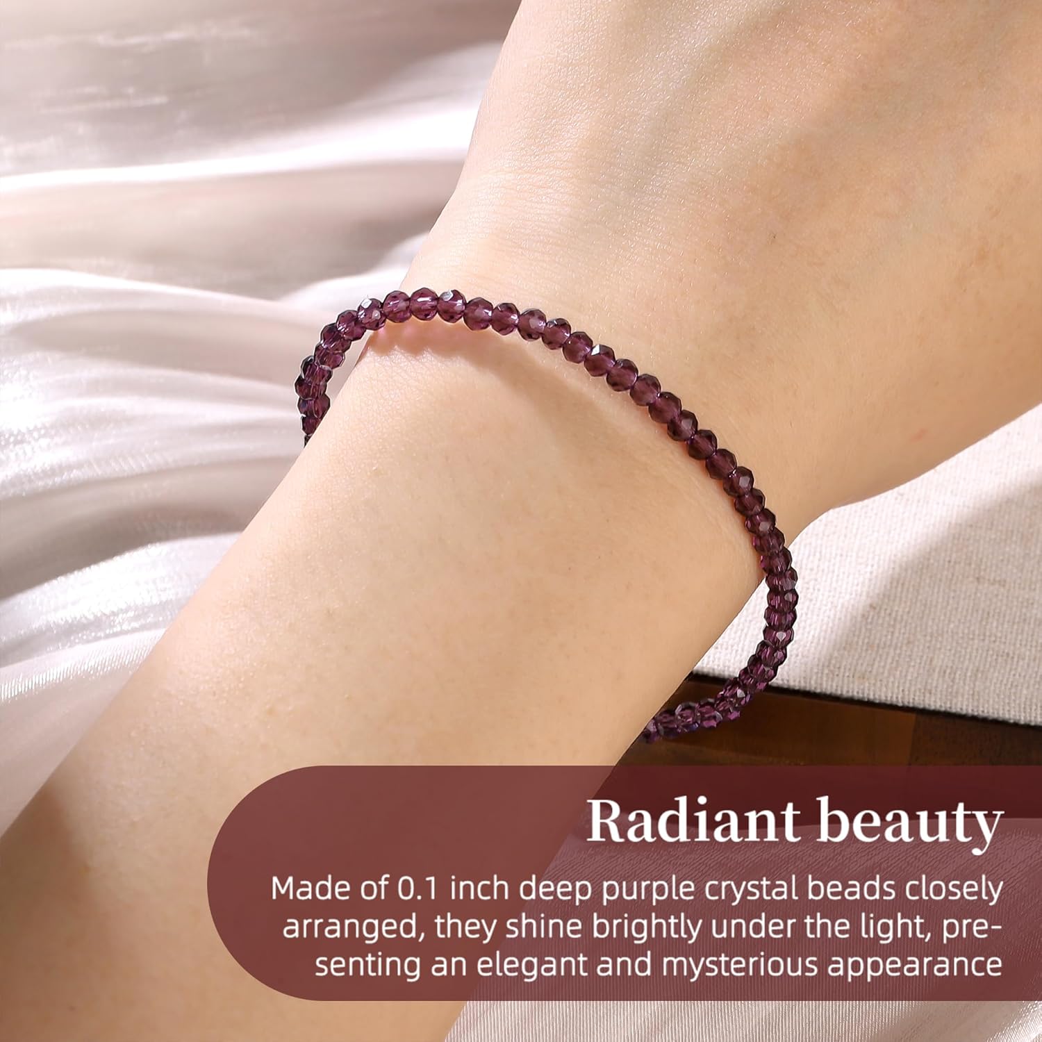 HANGINTHERE Crystal Bracelets for Women, 3mm Crystals, 7 Inches, 0.1 Ounces, Gift Jewelry Velvet Bags - Image 2