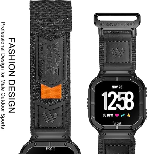 Miniatura 7 de MioHHR Correa compatible con Fitbit Versa 4 3 2 1Fitbit Versa LiteFitbit SenseSense 2 bandas con caja de acero inoxidable, correa ajustable