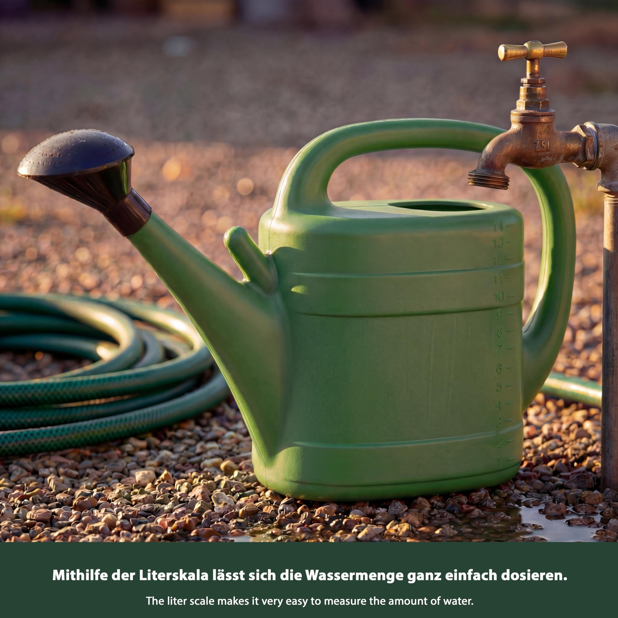Annaffiatoio da 2 x 14 l con doccetta rimovibile – Robusto annaffiatoio da giardino in plastica – Fioriera con scala litriale per giardino e casa – Ideale per l'irrigazione dei fiori e la cura