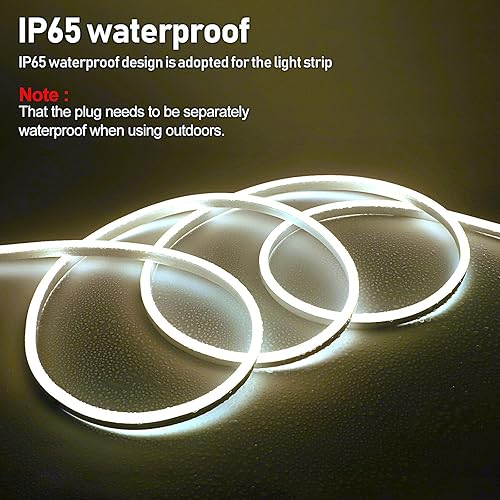 Miniatura 4 de FORT AC110 V 120 V LED luces de neón conectables, tira de luz LED de neón flexible de 16.4 pies, blanco frío, impermeable, ETL Plug-n-Play Neon