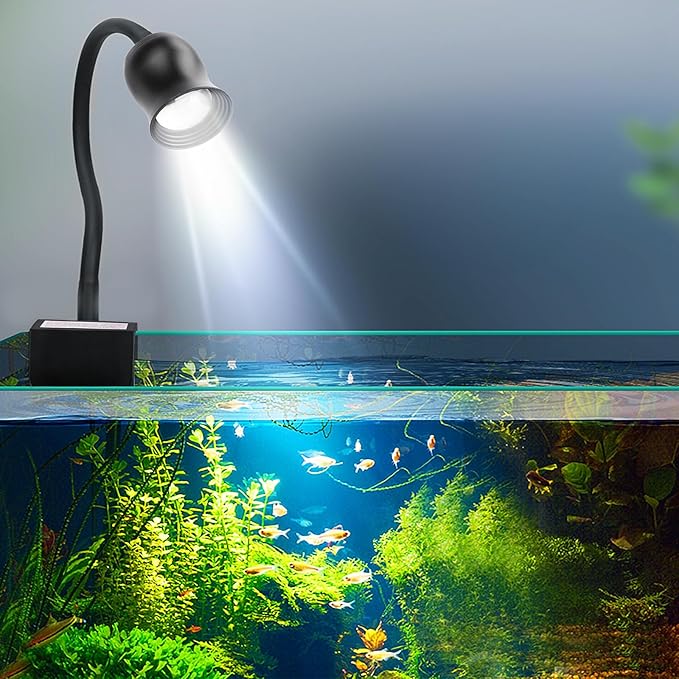 Wonming Aquarium Focus Light for Open Fish Tank Indoor LED Light Big Clip Lamp Adjustable Focus (White-Yellow with Timer)
