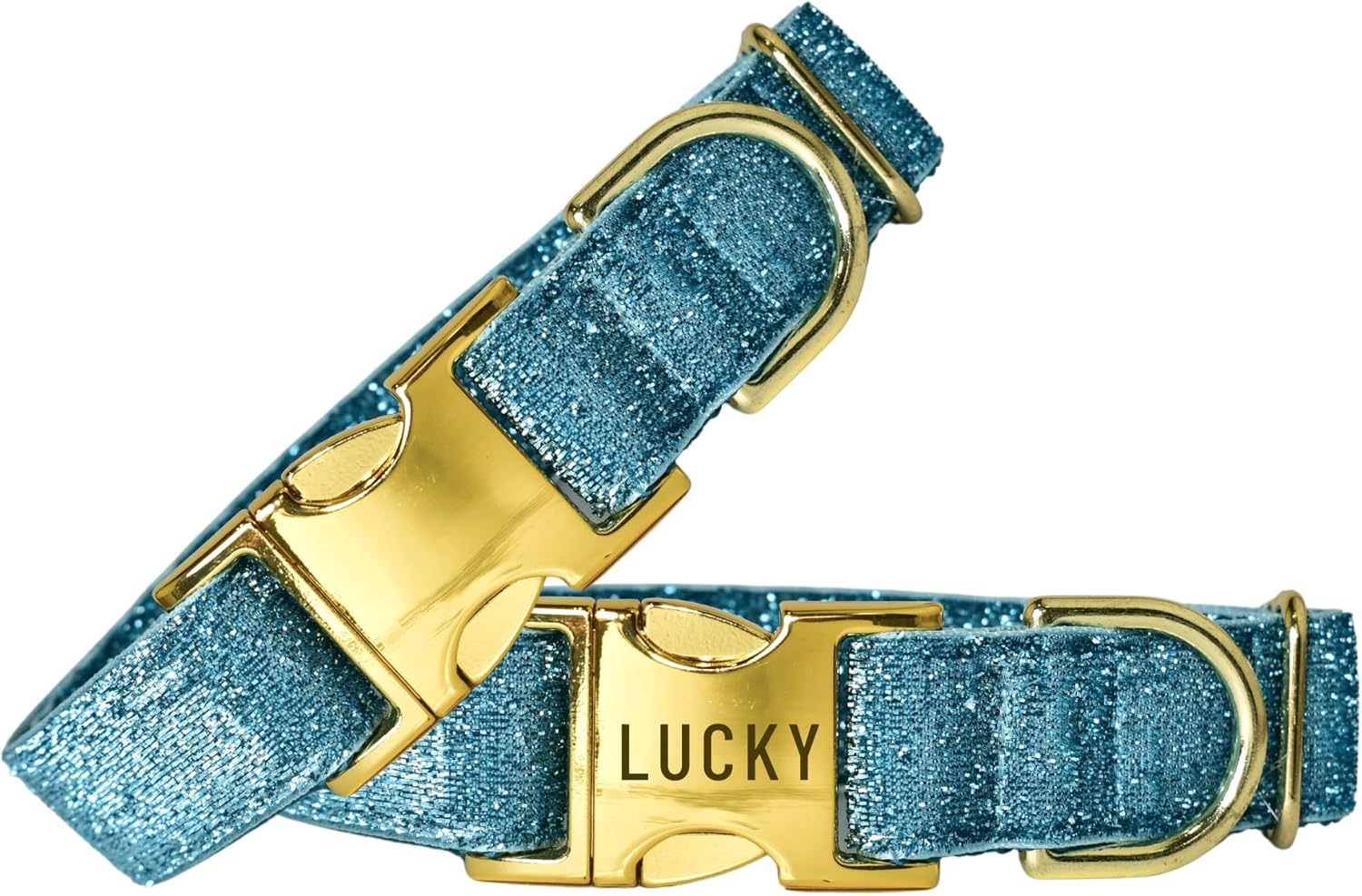 Personalized Sparkling Glitter Dog Collar with Custom Engraved Buckle or Embroidery, Hardware Choice, Sparkly Bling Pet Collar, Handmade in USA (Ocean)