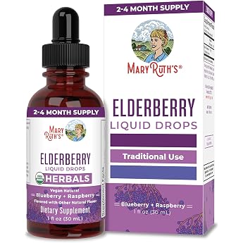 MaryRuth's, Elderberry Drops, 30 ml, 150 mg Elderberry Extract Per Dose, Elderberry Blueberry Flavour, Vegan, Gluten Free, So