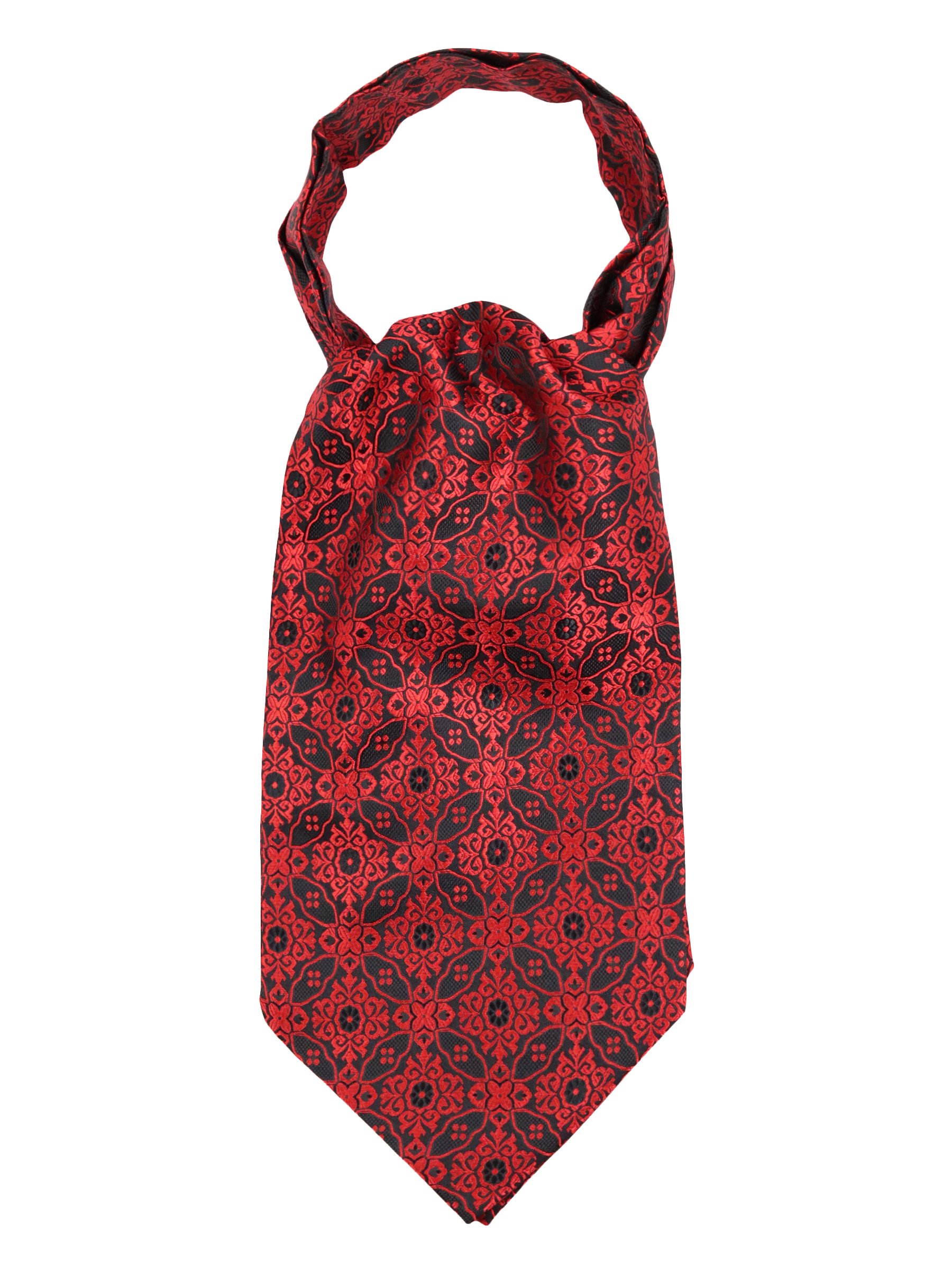 WANYING Men's Retro Ascot Ties Cravat Ties Ascot Neckties Chic for Gentleman - Floral Red & Black