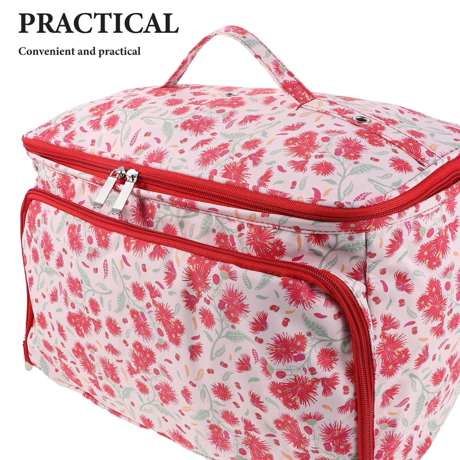 Aufbewahrungstasche für Strickgarn Häkelnadeln Wetterfeste Outdoor Garnbox mit Pusteblumenstickerei Geräumig Handlich Rot mit Trageschlaufe Häkel Organizer für Reisen