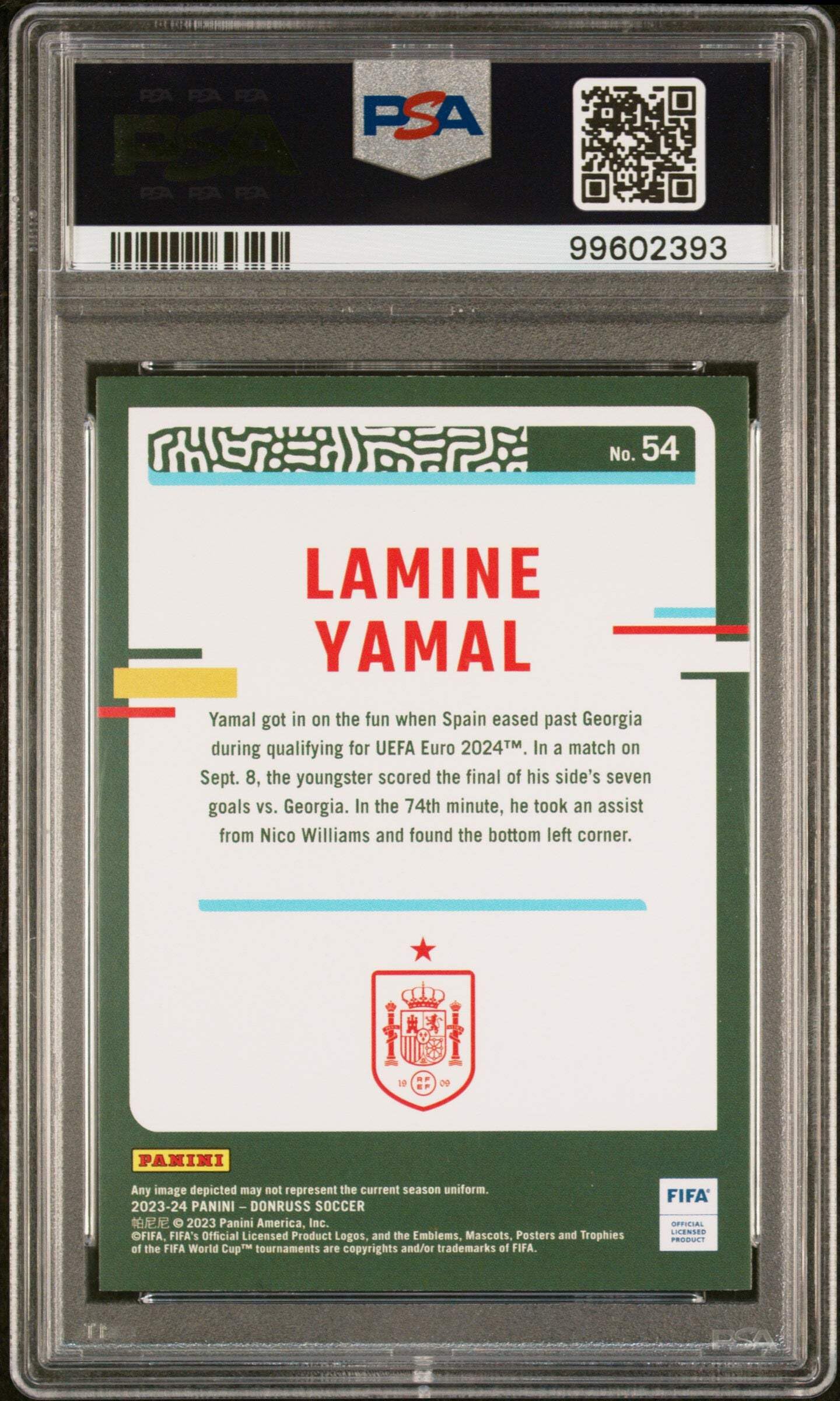 Graded 2023 Panini Donruss Lamine Yamal #54 Rookie RC Soccer Card PSA 10 Gem Mint