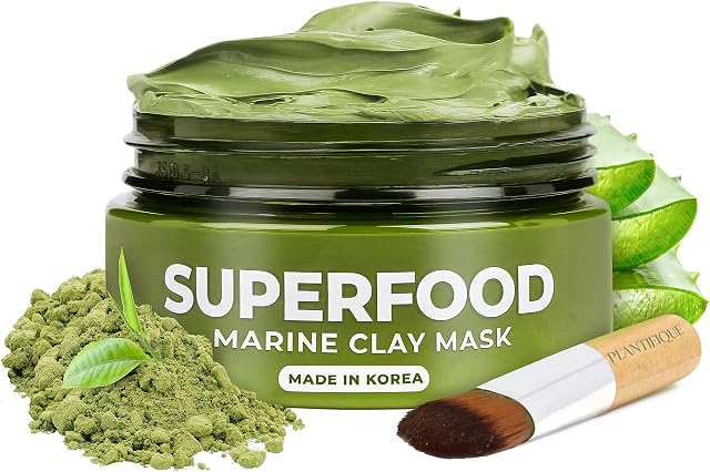 Korean Clay Mask for Skin Care - 100% Vegan - Clay Face Mask with Avocado & Green Tea - Dead Sea Body Mud Mask, Face Masks Beauty - Dermatologically Tested - Natural Face Masks Skincare by Plantifique
