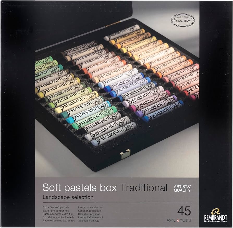 Amazon | レンブラント ソフトパステル 45色セット 風景画用 木箱入