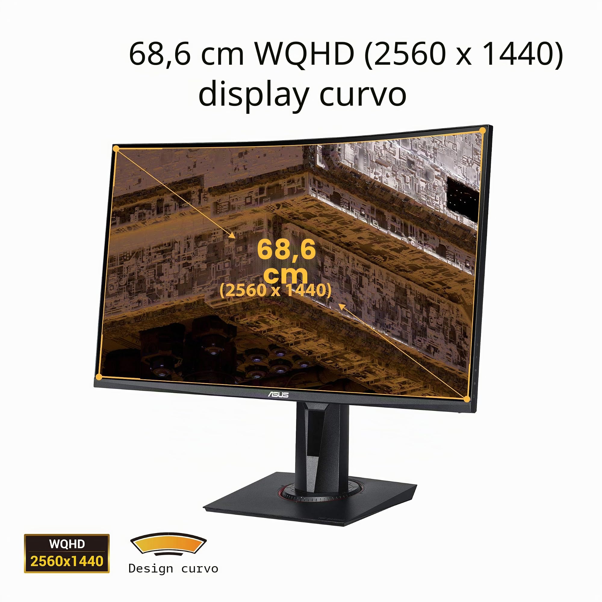 ASUS TUF Gaming VG27WQ Curved Gaming Monitor – 27 inch WQHD (2560x1440), 165Hz, Extreme Low Motion Blur™, Adaptive-sync, FreeSync™,1ms (MPRT), DisplayHDR™ 400