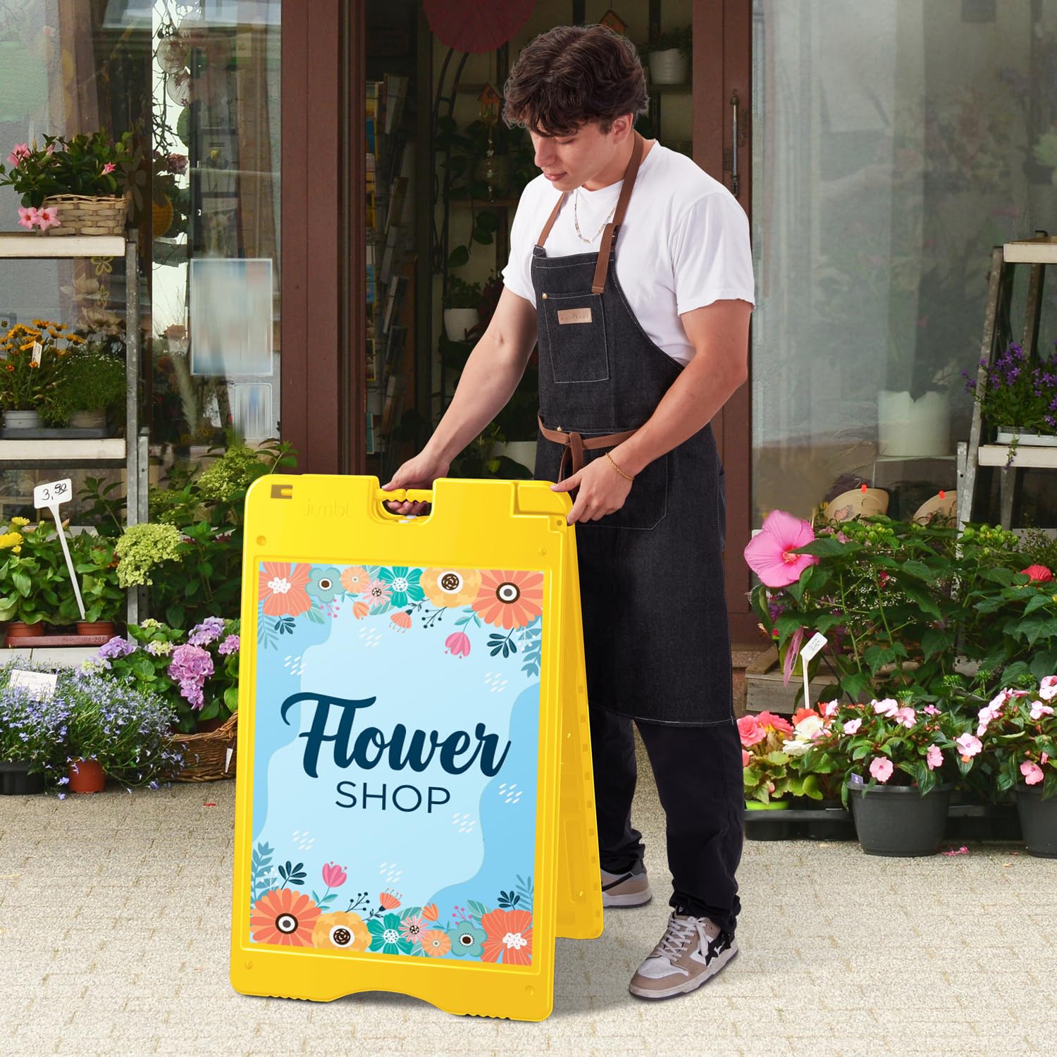 Jumbl Tablero de señalización con marco en A, superficie de visualización de 22 x 28 pulgadas, tablero grande para sándwich para exteriores con protector de letrero de PVC resistente a la intemperie y