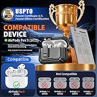 Vista 2 de Inesore Funda para AirPods Pro 3 (2025) con soporte para teléfono y kit de limpieza, compatible con MagSafe, cubierta de bloqueo automática