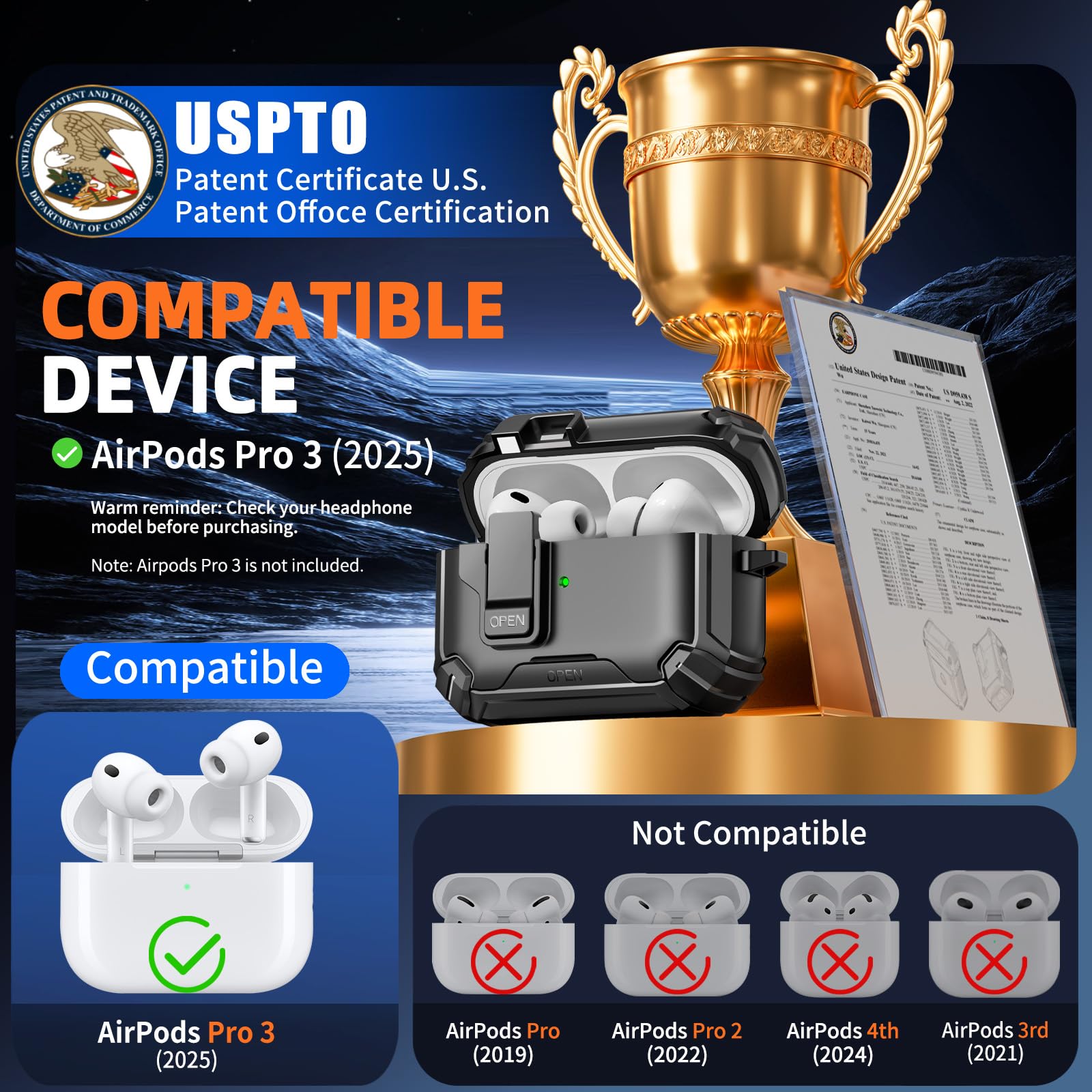 AirPodsプロ3とケース Amazon.com: Inesore for AirPods Pro 3 Case (2025) with Phone Stand