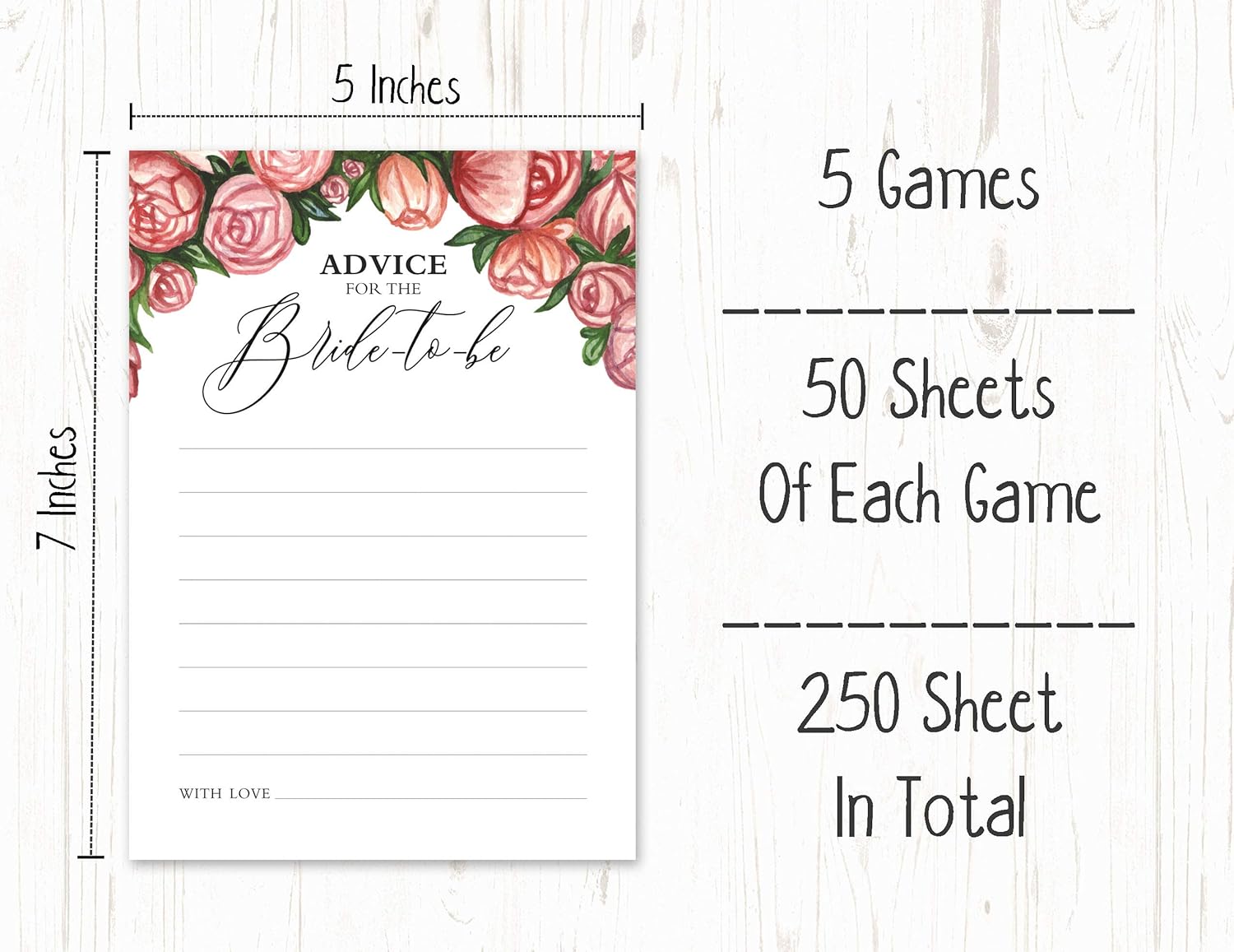 Floral Theme Bachelorette Party Games Set Bundle of 5 (Activities for 50 Guest) Fun Bridal Shower Games Set