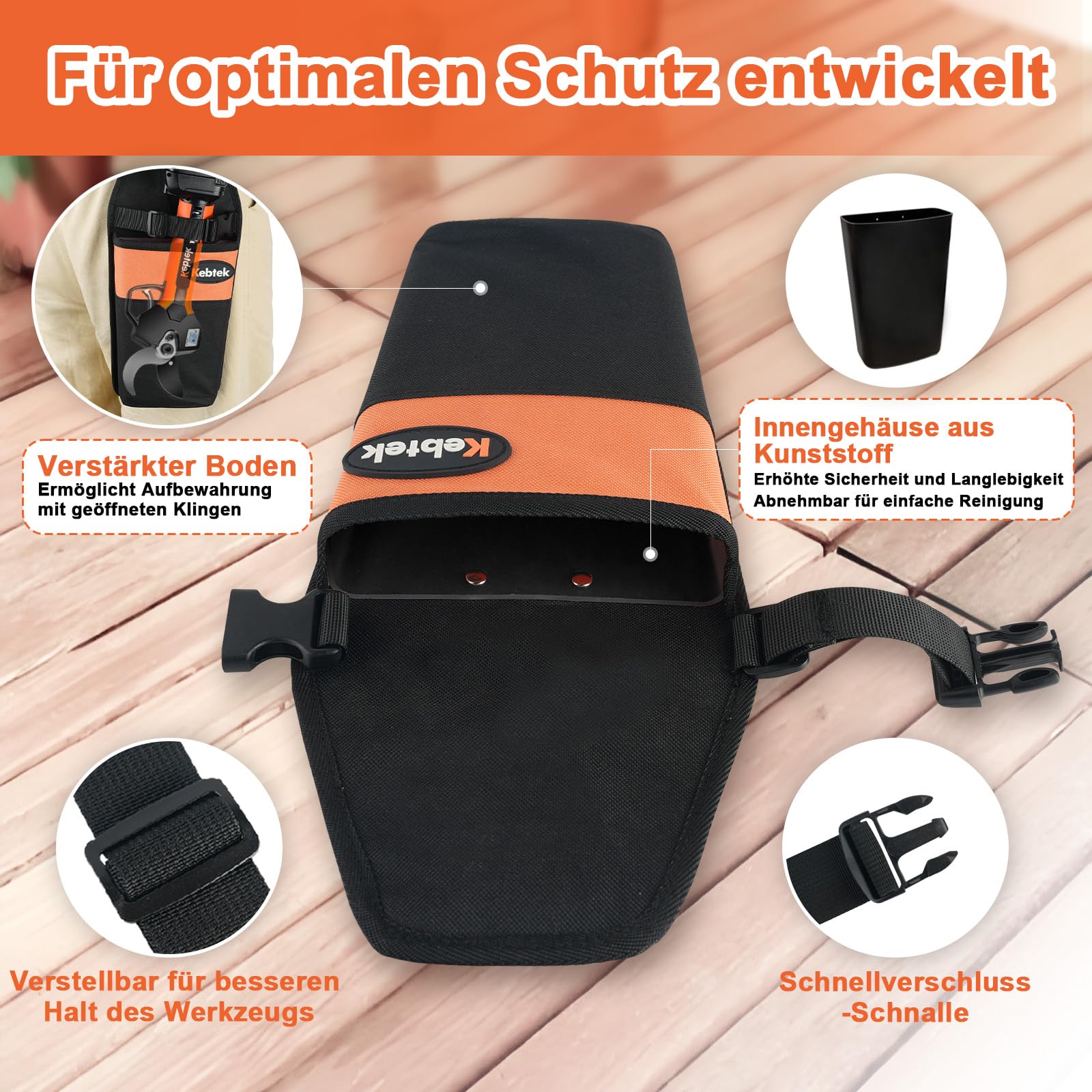 Langlebige Werkzeugtasche für Astscheren Verstärkte, Kunststoffeinlage