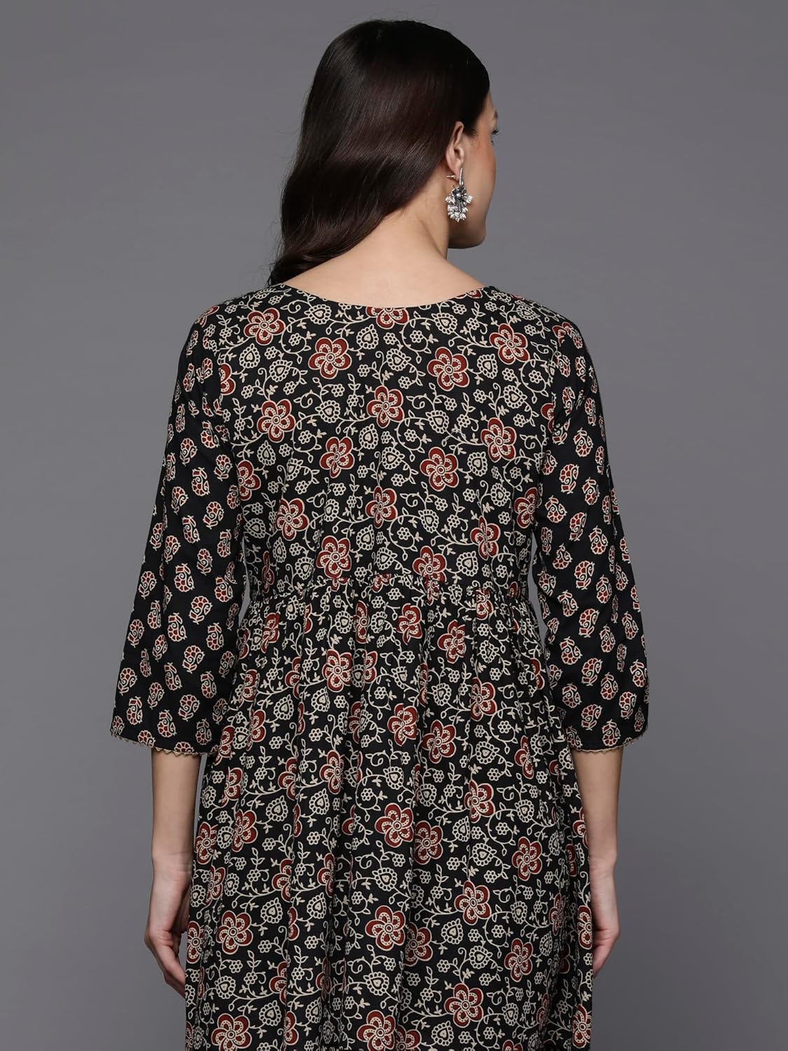 INDO ERA Women’s Black Printed Empire Waist Tunic – Stylish Smart Casual Top for Women INDO ERA Women’s Black Printed Empire Waist Tunic – Stylish Smart Casual Top for Women