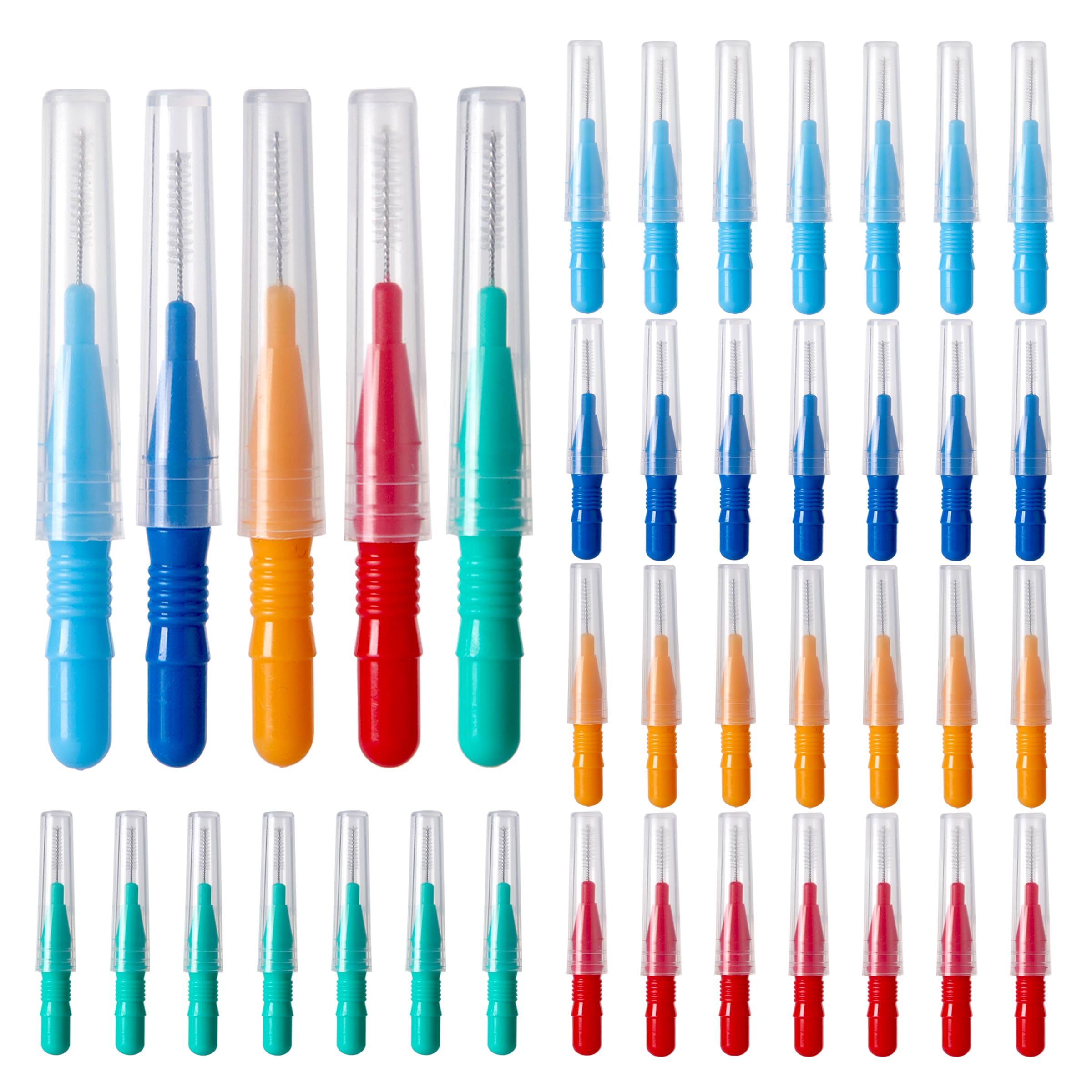 WIFUN100 Pieces Interdental Brush, 5 Sizes Soft Dental Floss Brushes Floss Stick Toothpick Teeth Cleaning Tool