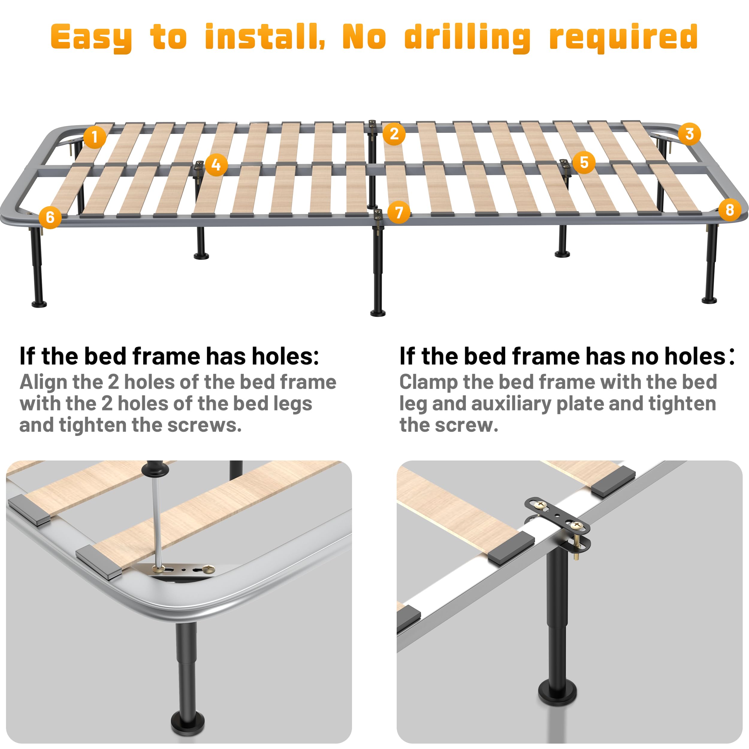 4 Pcs Adjustable Height Bed Support Legs 7.0812.6 Inch
