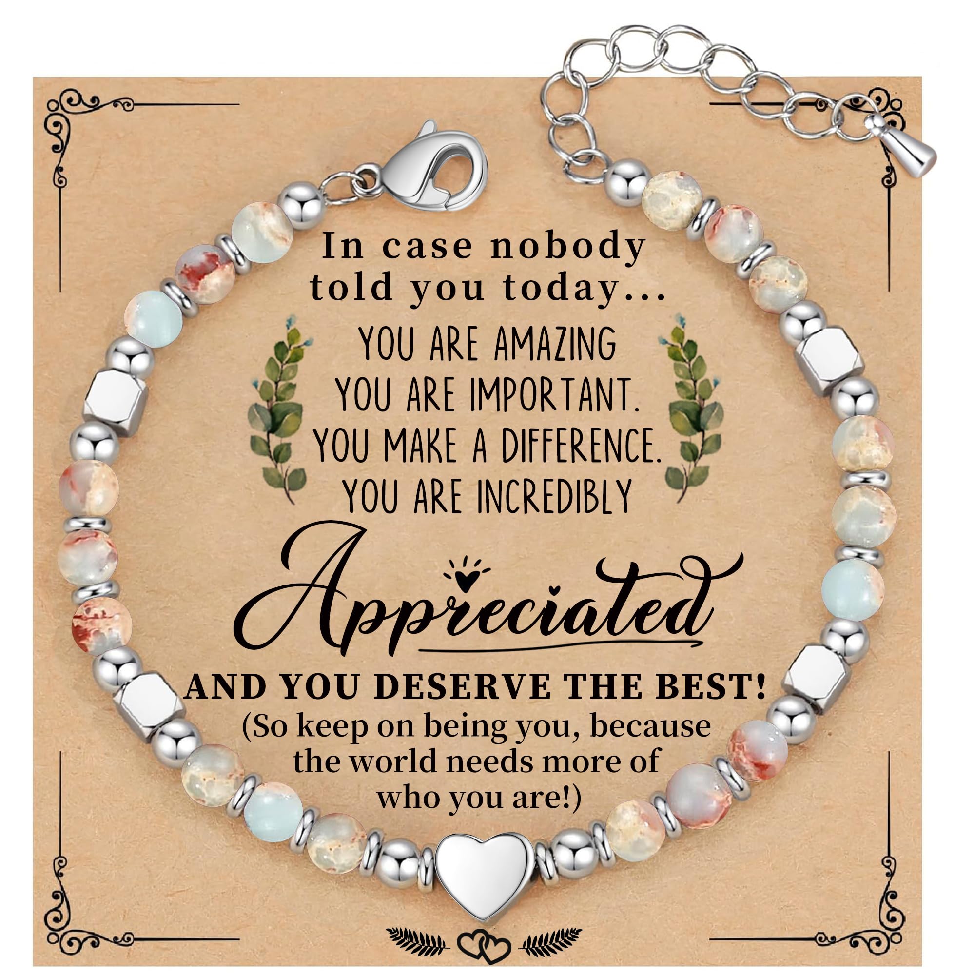 Friendship Bracelets, Employee Appreciation Gifts Inspirational Bracelets for Women Coworkers Heart Charm Bracelet Jewelry Birthday Gift