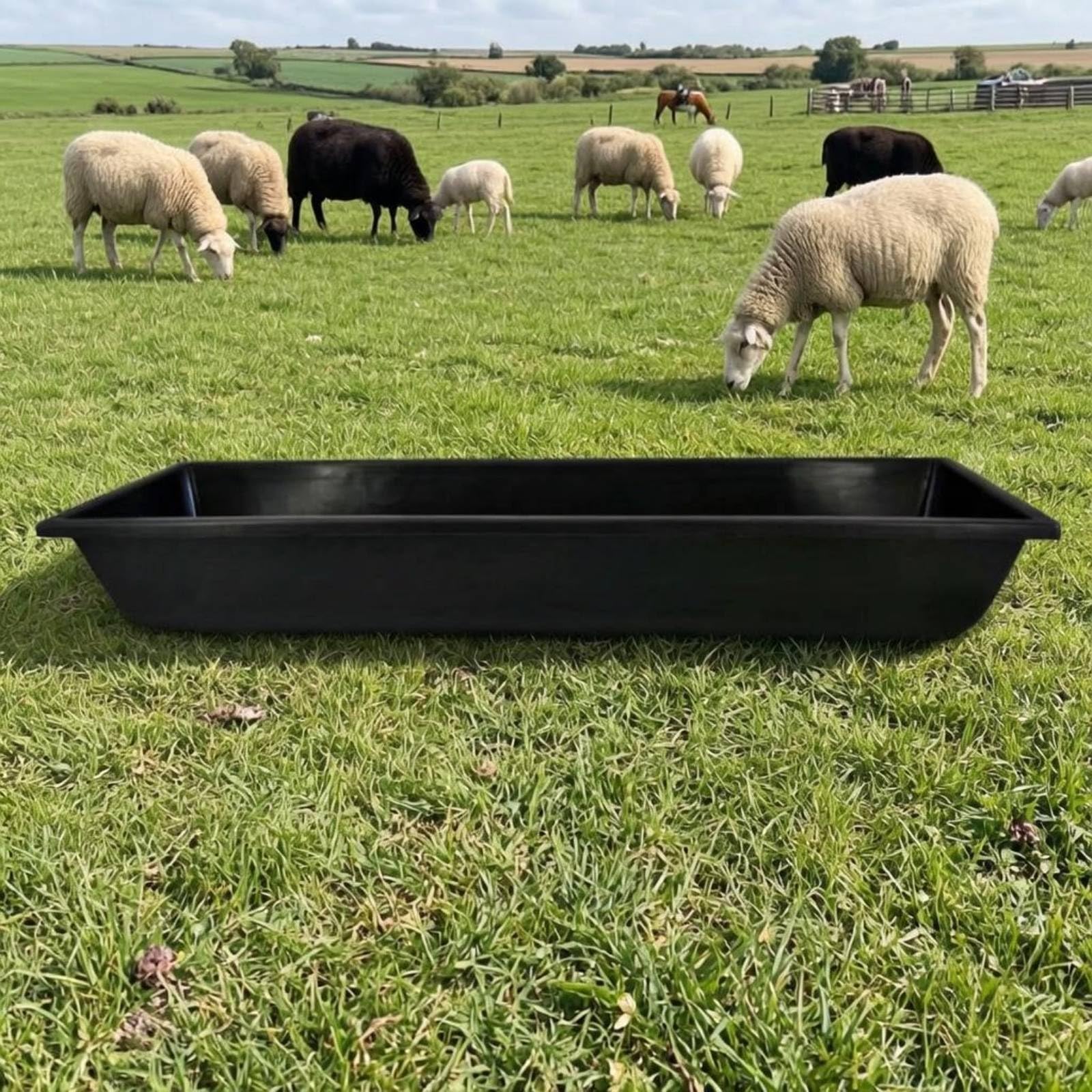 harayaa Comedero para Ganado Tolva de Alimentación Rectangular Recipiente para Animales con Material y Superficie Lisa Adecuado para Ovejas Cabras Vacas Caballos Ciervos