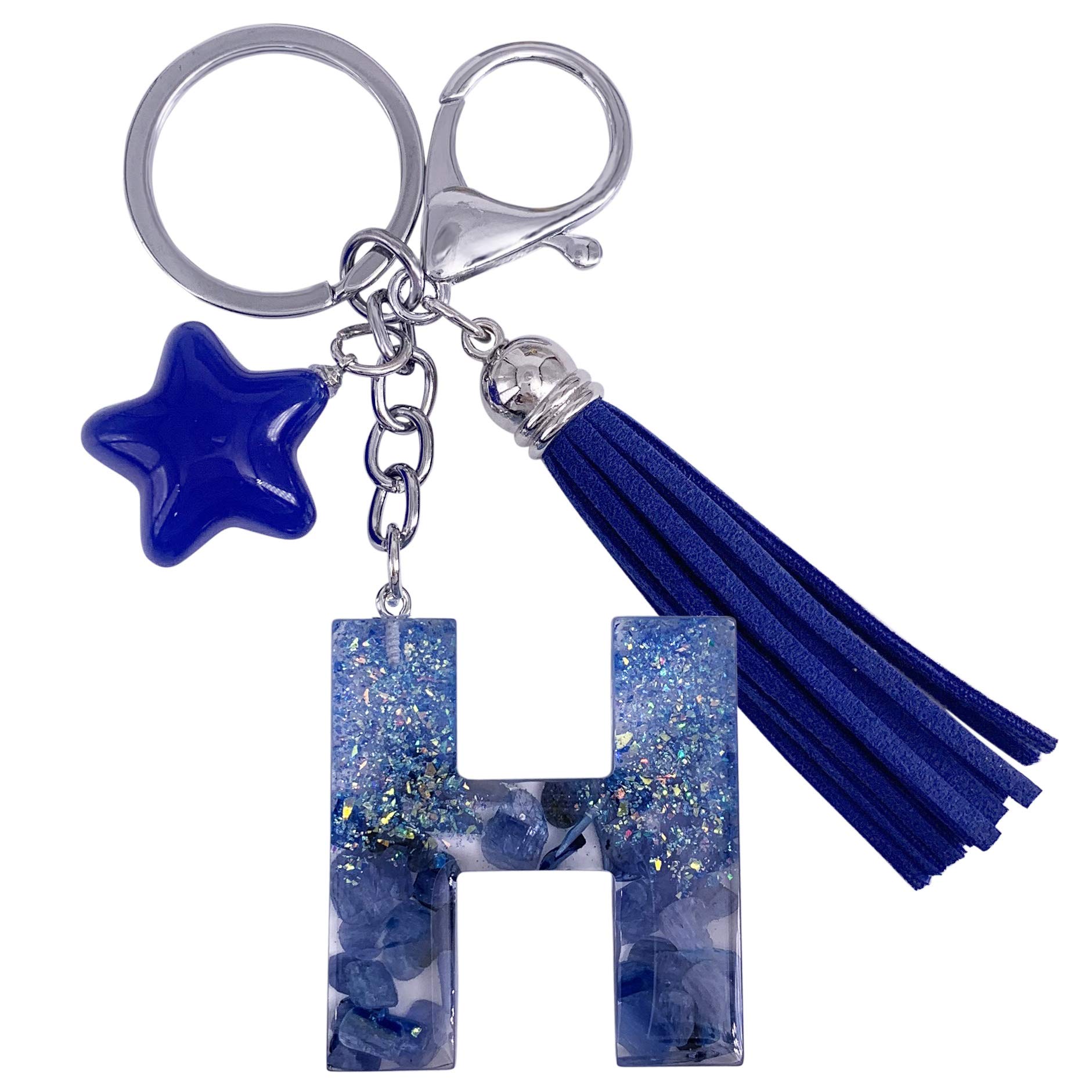 SELOVOBlue Initial Keychain Tassel Letter Alphabet Star Bag Charm Key Chain