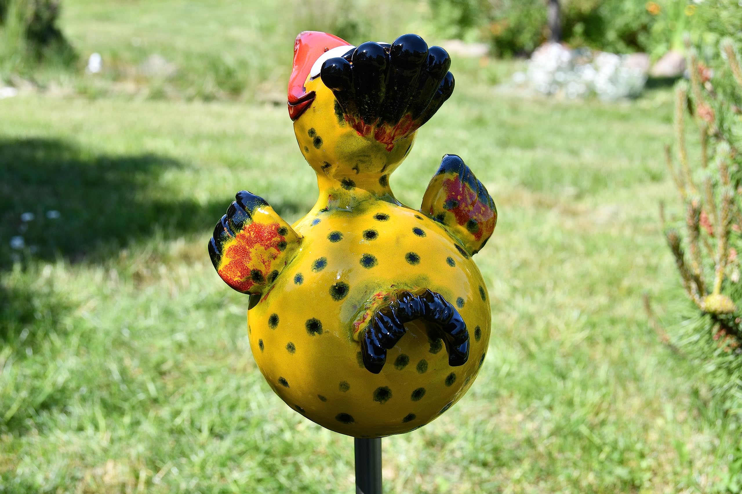 Gartenstecker Keramik Handgefertigt - Gartendeko für Draußen Wetterfest - Garten Deko Keramik - Gartenfiguren & Gartenstatuen - Vogel