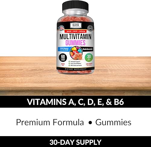 Miniatura 5 de Kaya Naturals Gomitas multivitamínicas para adultos, biotina, vitamina A, C y E, incluyendo zinc y vitamina B-12, ácido fólico, sabor a fresa